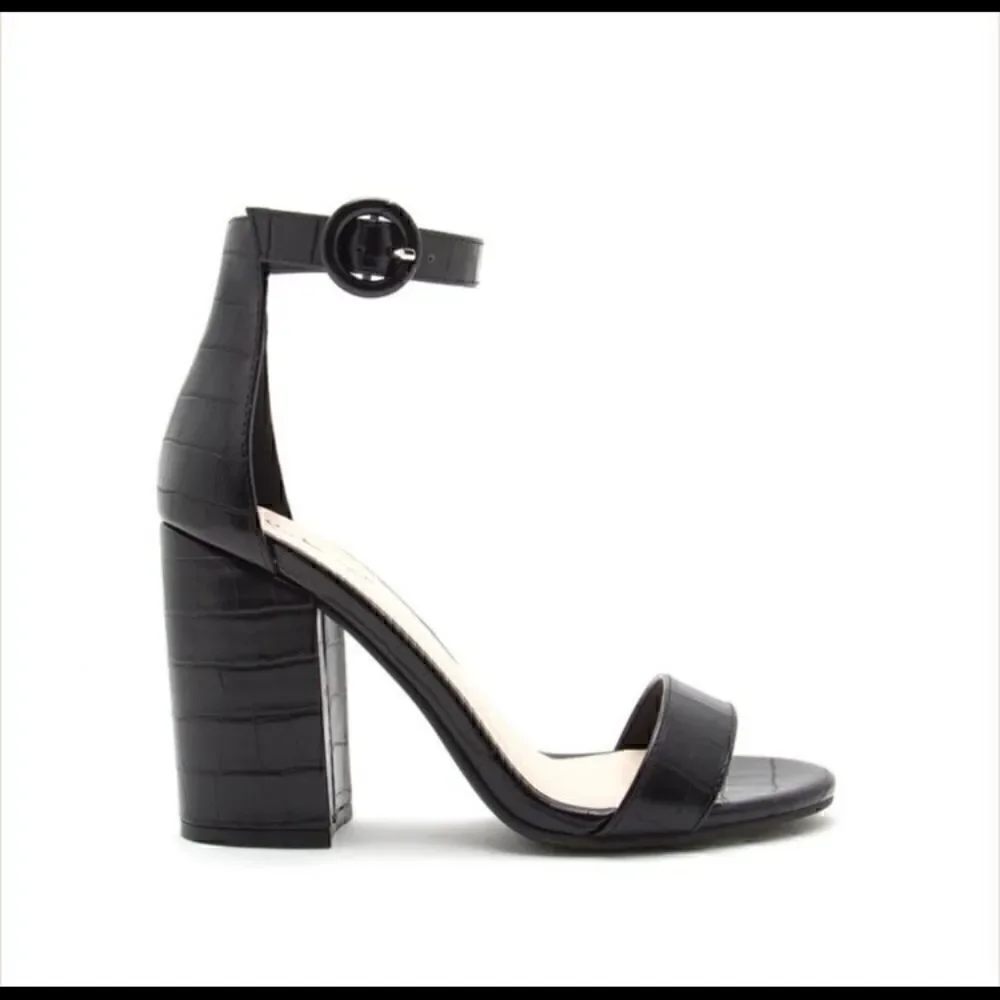 NEW! Black Croc Chunky Heel Size 9 - Picture 3 of 8